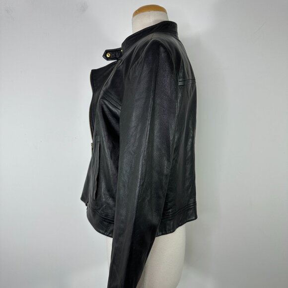 NWT Michael Kors Black Lamb Leather Moto Jacket Women's Size XL - Picture 8 of 16
